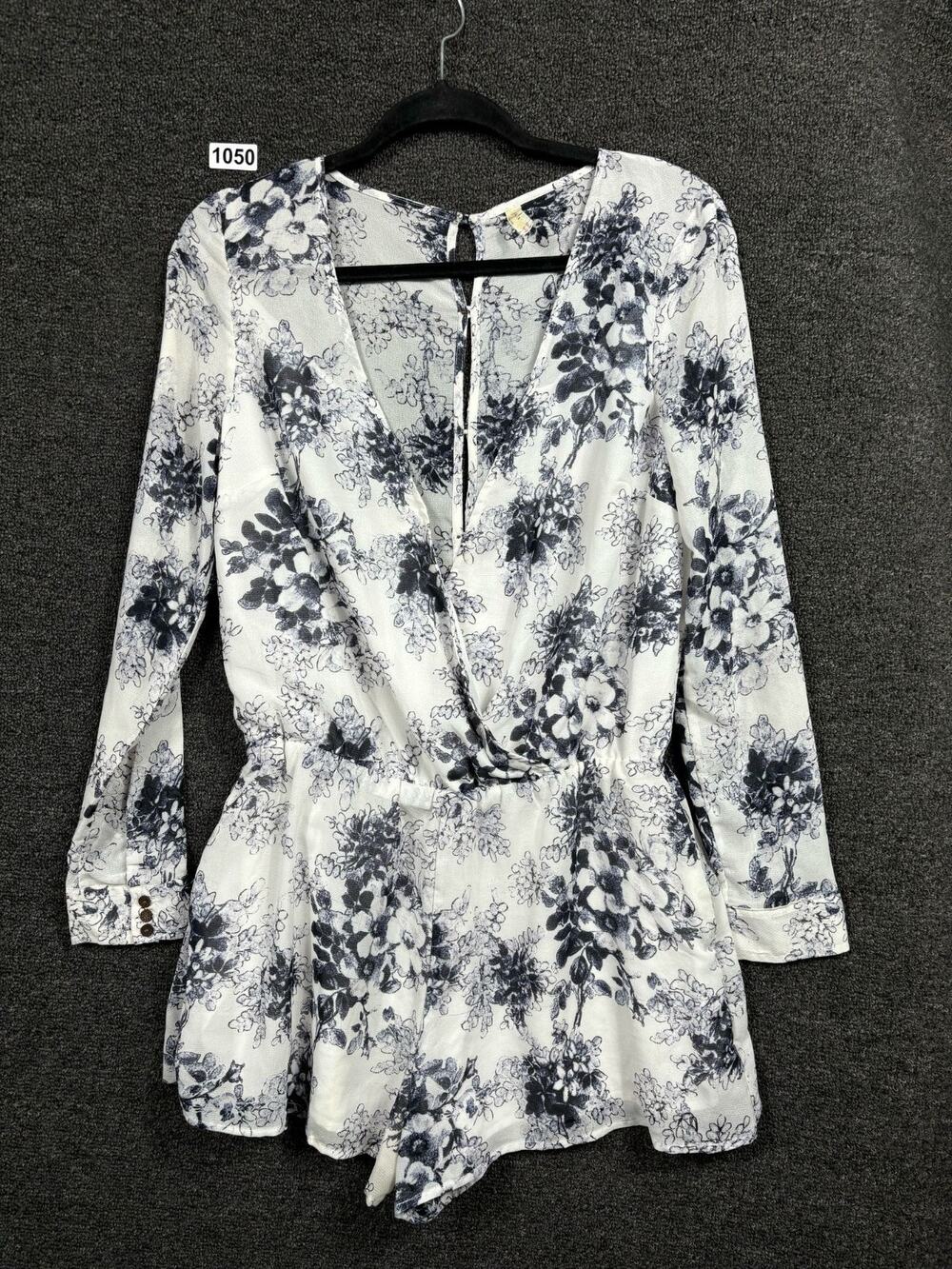 Free People Bohemian Floral Faux Wrap Romper Womens Size S Spring Summer Sheer